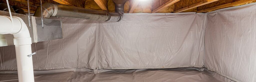 Crawl space with radon blocking