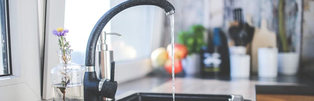 Water from a kitchen faucet