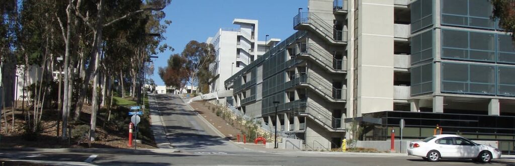 Street and building view in San Diego, California