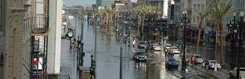 A view of major city streets following a flooding event