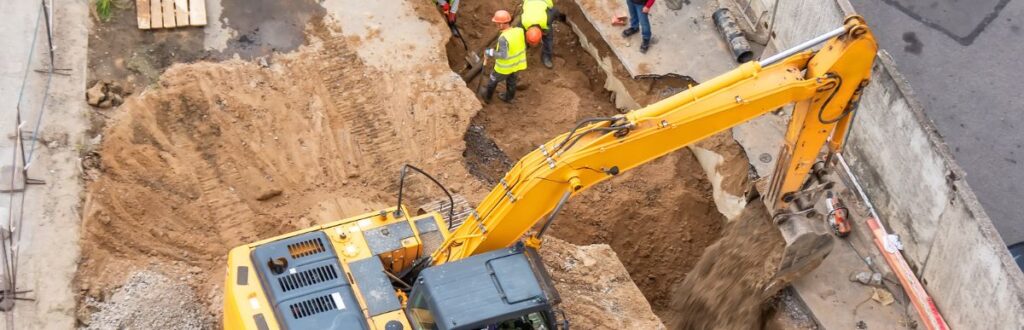 A construction site whose workers might be at risk from environmental hazards.